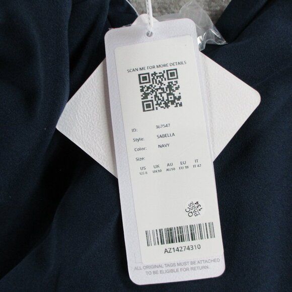 Azazie Sabella Navy Maxi Dress Womens 6 Blue Floor Length Ruffles Formal NWT - Picture 5 of 9